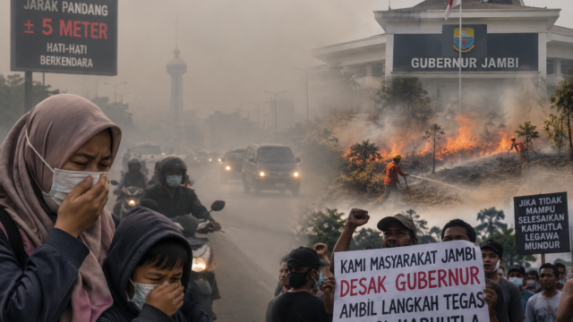 Kabut Asap Pekat Lumpuhkan Jambi, Warga Desak Gubernur Ambil Langkah Tegas